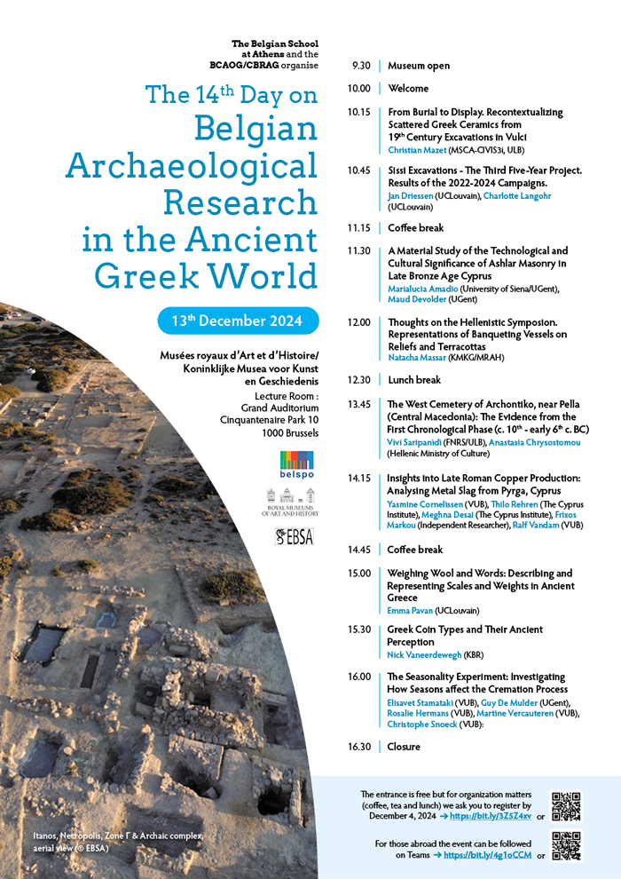 Program 14th Day on Belgian Archaeological Research in the Ancient Greek World