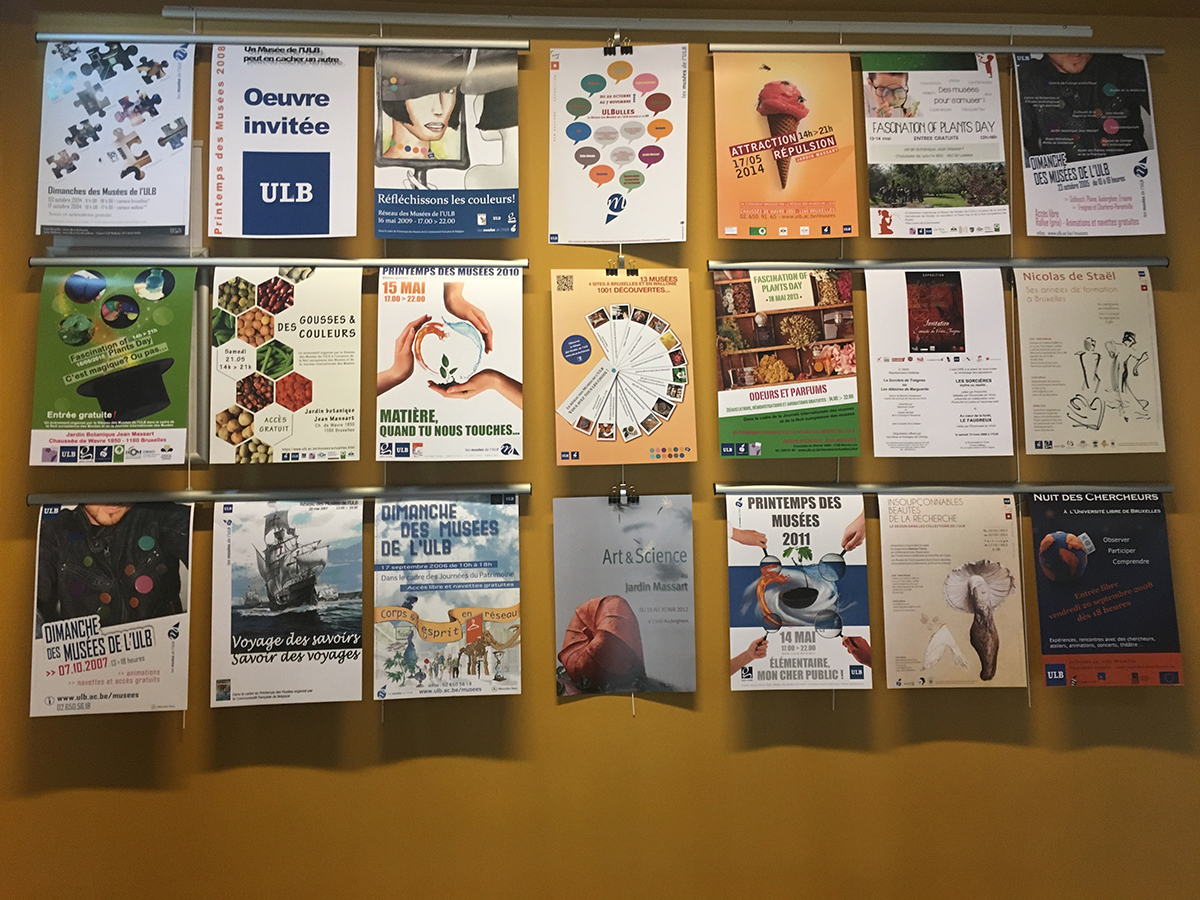 Florilège d'affiches témoignant des activités du Réseau des Musées de l'ULB